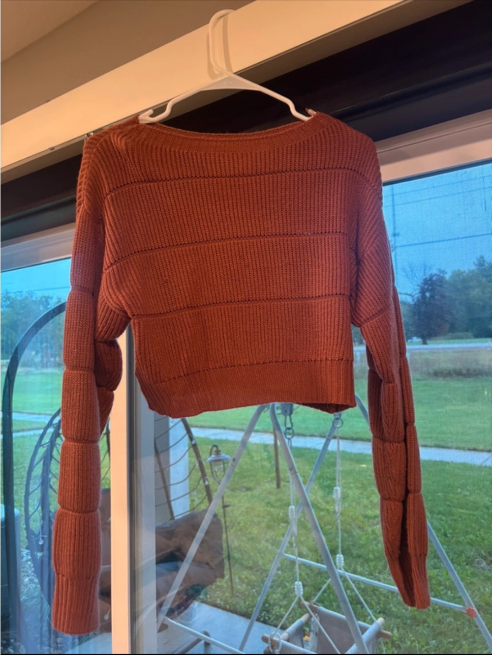SHEIN Rust Cropped Ribbed Knit Sweater